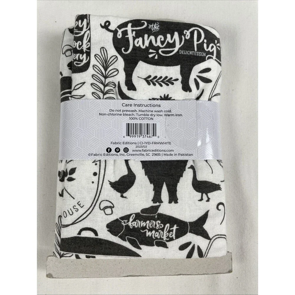 Fabric Farm Black White Precut Country 1 Yard 36